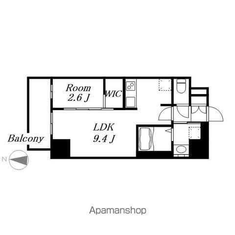 プレサンス鶴舞パークグラッド(1LDK/5階)の間取り写真