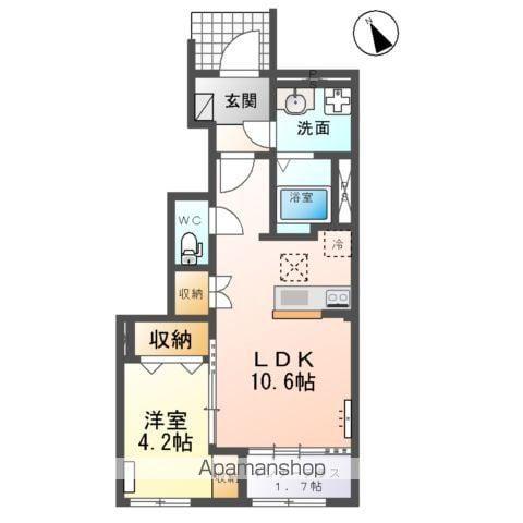 仙山線 愛子駅 徒歩88分 2階建 築1年(1LDK/1階)の間取り写真