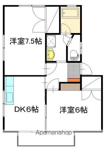 サニーガーデン B棟(2DK/1階)の間取り写真
