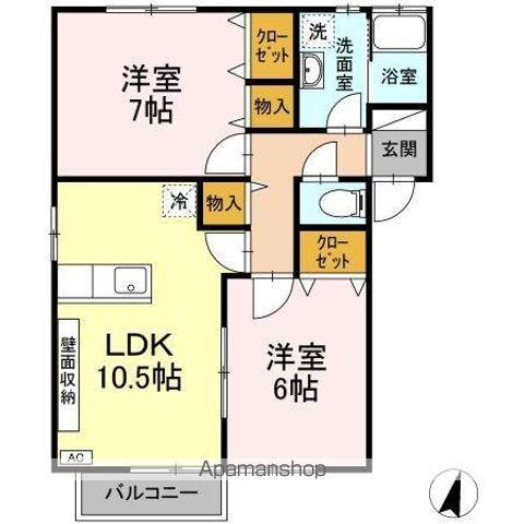 リースランド中府 B(2LDK/2階)の間取り写真