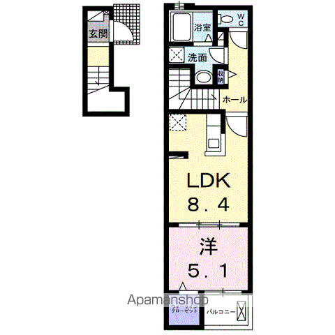 スクエアIS Ⅴ(1LDK/2階)の間取り写真