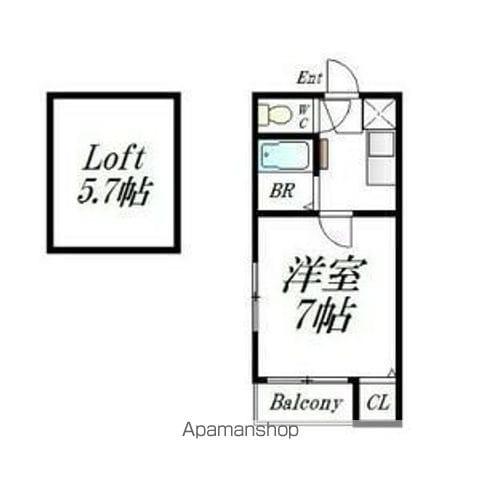 ヴィラ百人町(1K/2階)の間取り写真