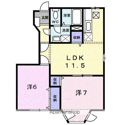 シーサイドヒルズ西山Ⅱ(2LDK/1階)の間取り写真