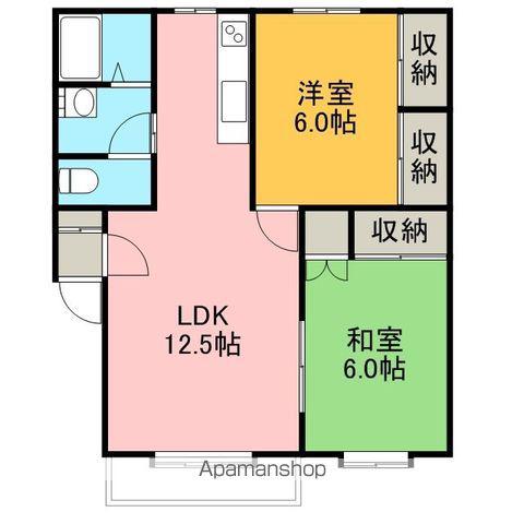 高橋コーポ3(2LDK/1階)の間取り写真