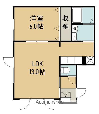 G.L.4時任(1LDK/2階)の間取り写真