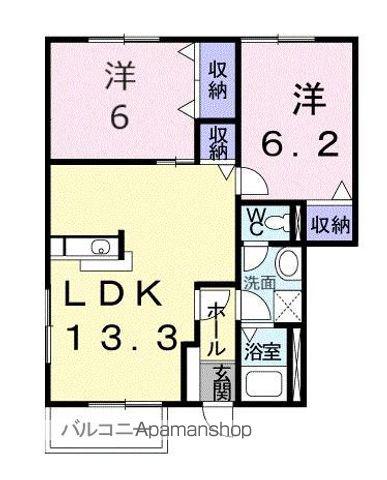リーヴメゾン北館A(2LDK/1階)の間取り写真