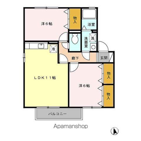 ウィルモア B(2LDK/2階)の間取り写真