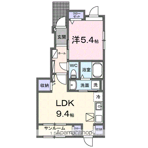 マハロB(1LDK/1階)の間取り写真