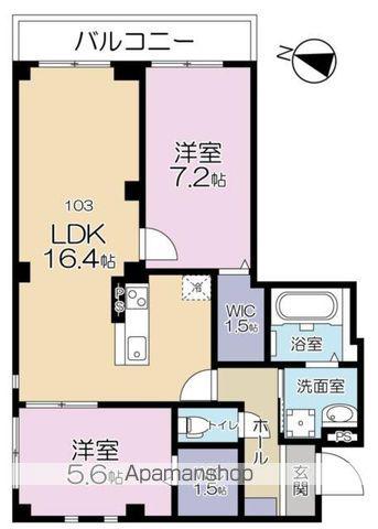 A.FLAT II(2LDK/1階)の間取り写真