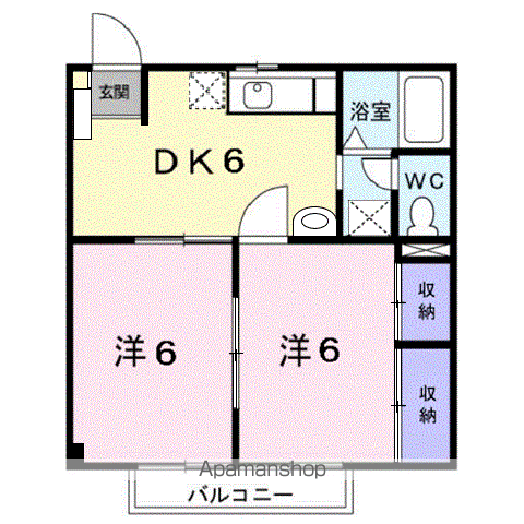 ヌーベル ケイA(2DK/1階)の間取り写真