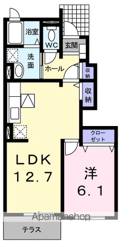 ノーブル北村(1LDK/1階)の間取り写真