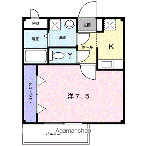 アルブルヴィラージュⅠ(1K/2階)の間取り写真