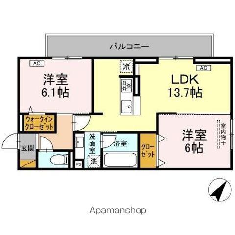 リベラル(2LDK/2階)の間取り写真