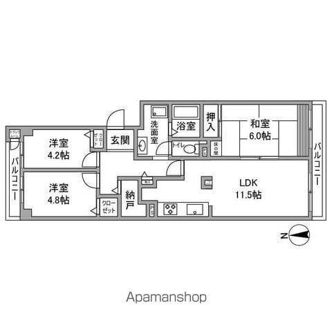 コープ野村豊中立花町(3LDK/2階)の間取り写真