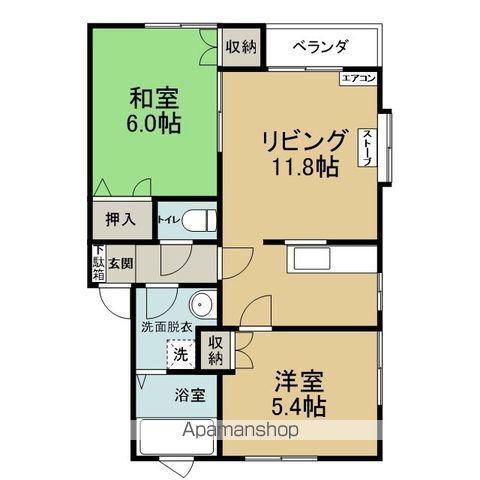 クレインズガーデン(2LDK/2階)の間取り写真
