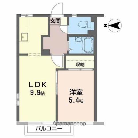 パティオグランデA(1LDK/2階)の間取り写真