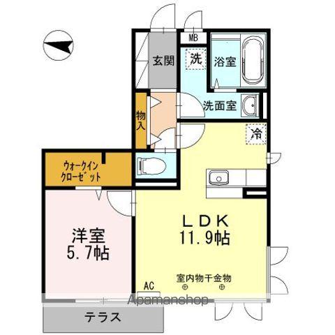 グランコンフォート C(1LDK/1階)の間取り写真