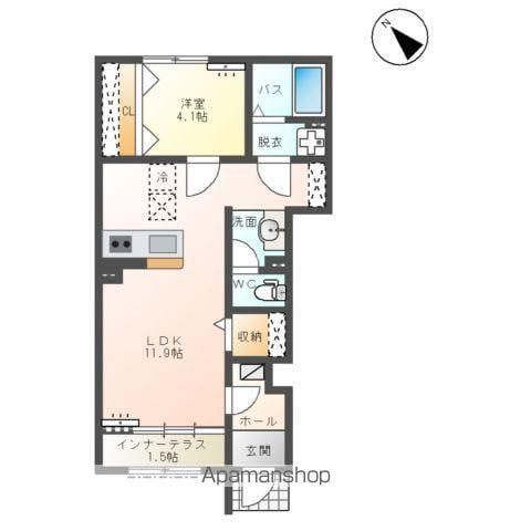 新発田市御幸町アパート(1LDK/1階)の間取り写真