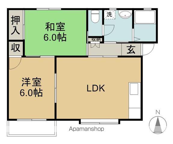 オアシス中根(2LDK/2階)の間取り写真