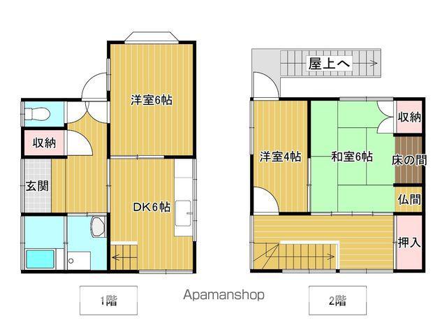 日豊本線 五十市駅 バス乗車時間:30分 末吉本町停バス停で下車 徒歩1分 2階建 築101年(3DK)の間取り写真