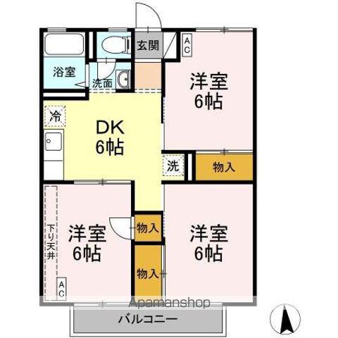 ハイツ御城 A(3DK/2階)の間取り写真