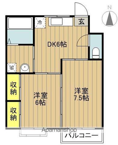 ザレイクヒル1(2DK/1階)の間取り写真