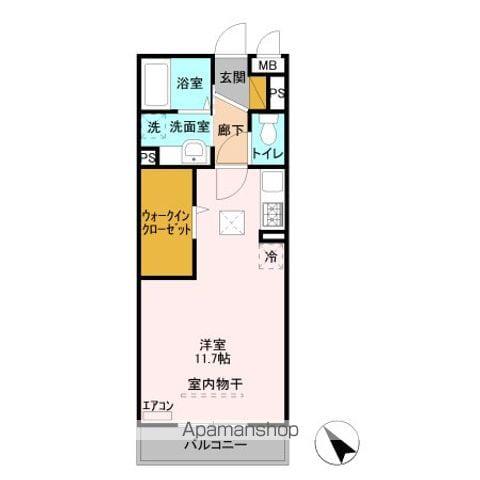 TRYALL(ワンルーム/1階)の間取り写真