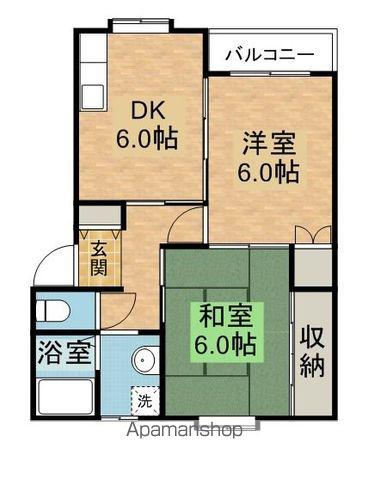 アスターハウスA(2DK/2階)の間取り写真