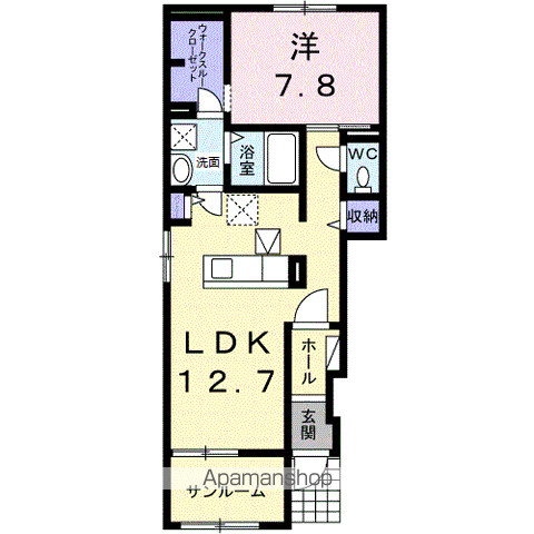 カーサ・カメリア松山インターⅠ(1LDK/1階)の間取り写真