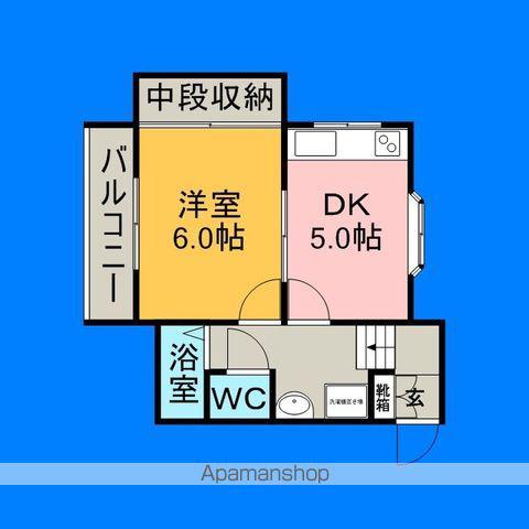 アンフィニ福重(1DK/2階)の間取り写真