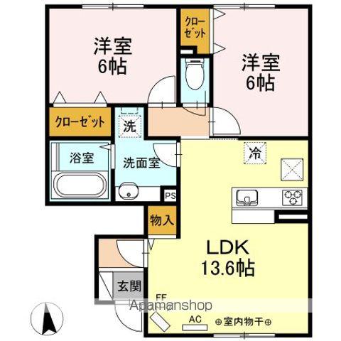 サンプレイス神田 A(2LDK/1階)の間取り写真