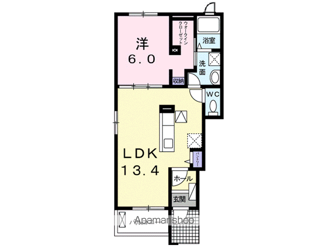 パルトカーサ7(1LDK/1階)の間取り写真