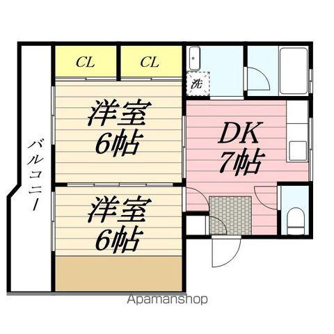 第一及川ハイツ(2DK/4階)の間取り写真