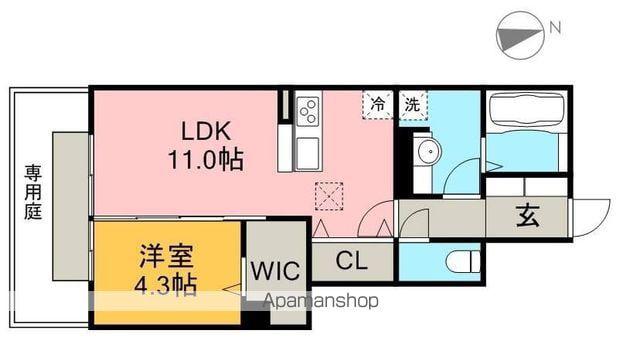 エスポワールⅡ(1LDK/1階)の間取り写真