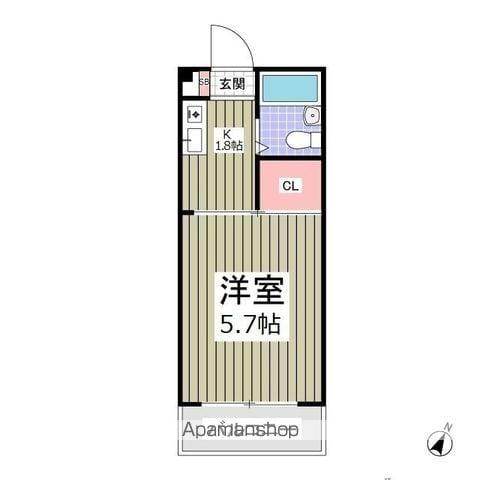 シャトール田口戸塚Ⅰ棟(1K/3階)の間取り写真
