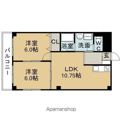メゾン大橋Ⅲ(2LDK/2階)の間取り写真