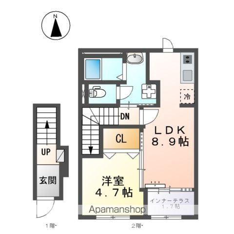 スターテラスⅡ南田町(1LDK/2階)の間取り写真