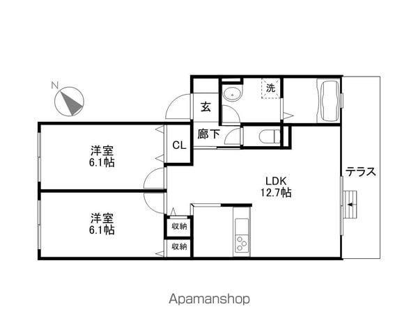 レジデンス琵琶(2LDK/1階)の間取り写真