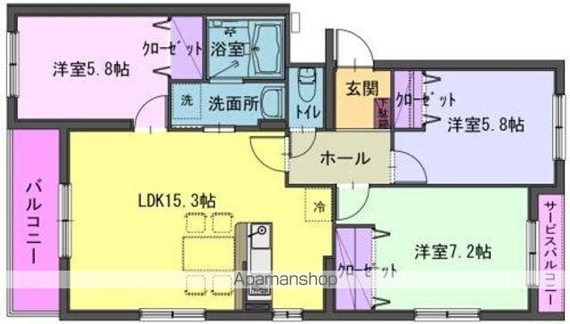 ラフィネ上野(3LDK/1階)の間取り写真