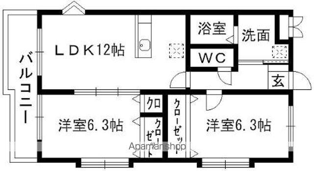 プランドール阿高(2LDK/3階)の間取り写真
