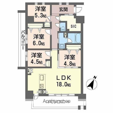 LASANTE 照葉オーシャンテラス(4LDK/3階)の間取り写真