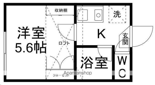 ピースフル泉第3(1K/2階)の間取り写真