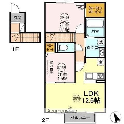 GRACE Ⅱ(2LDK/2階)の間取り写真
