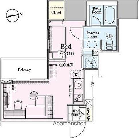 ロイジェントパークス四ツ谷(ワンルーム/11階)の間取り写真