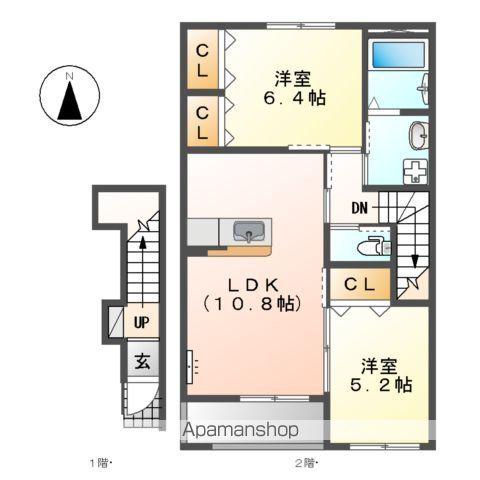 コンフォルト(2LDK/2階)の間取り写真