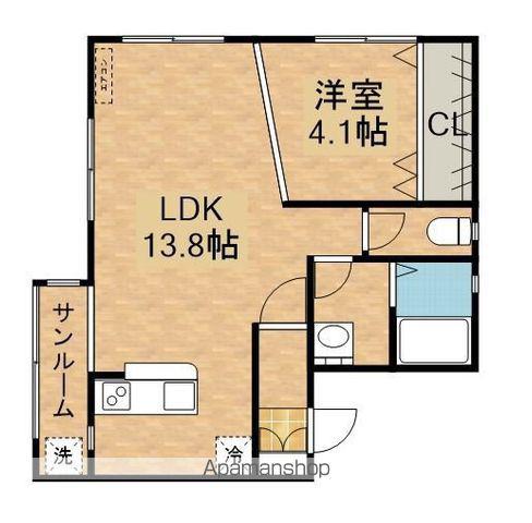 ニューリバーコスモス(1LDK/1階)の間取り写真