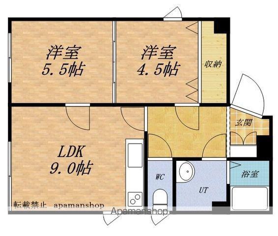 マンションカガヤ(2LDK/3階)の間取り写真