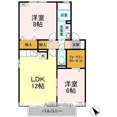 クウラージュ C棟(2LDK/2階)の間取り写真