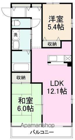 フォブールKMTⅡ(2LDK/2階)の間取り写真