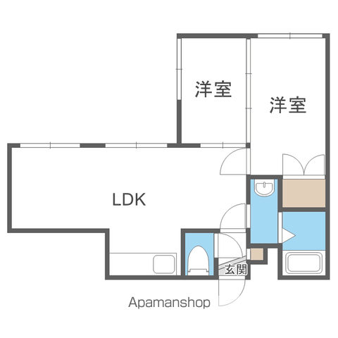 ビッグバーンズマンション月寒Ⅰ(2LDK/4階)の間取り写真